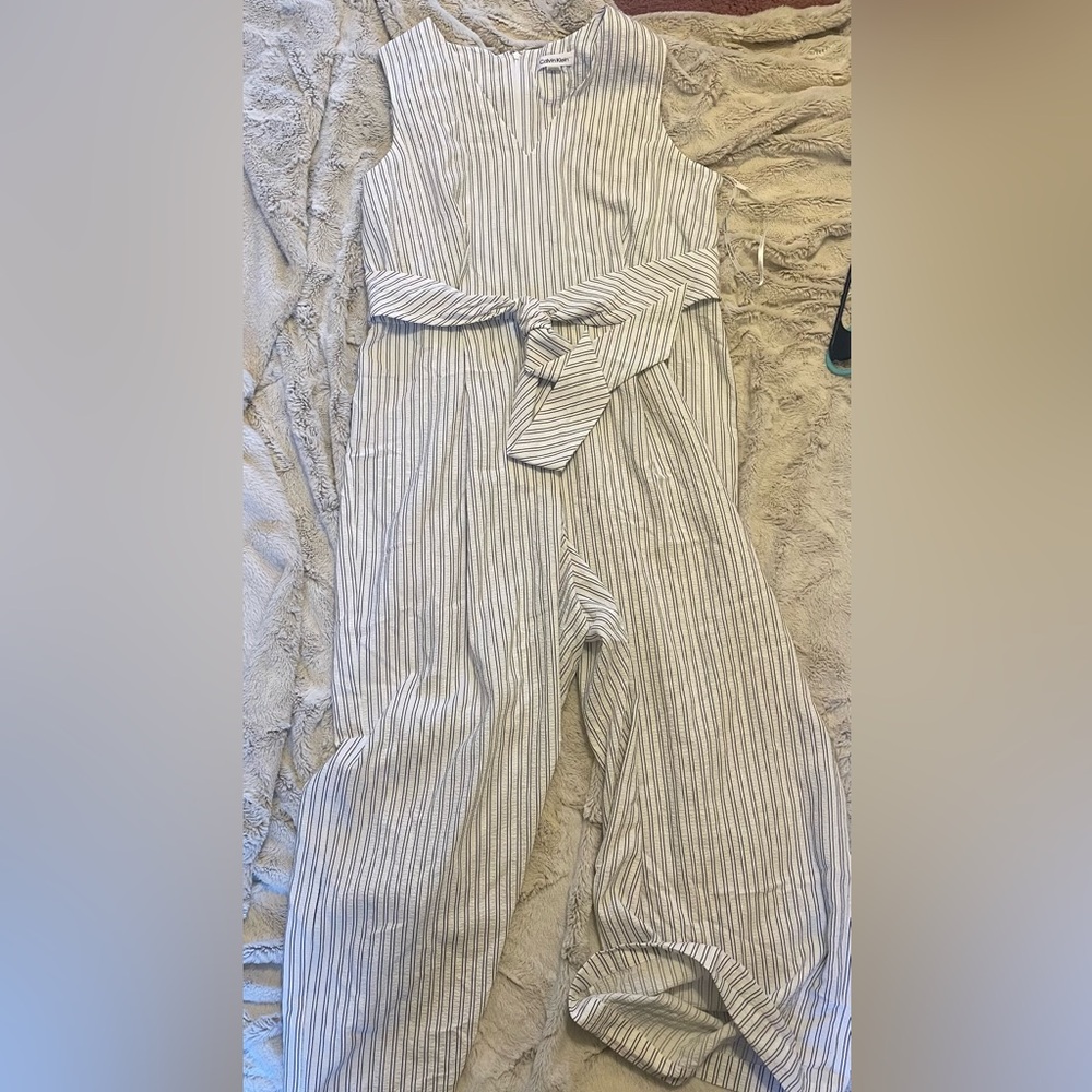 Linen Like Tie-Waist Wide Leg Jumpsuit